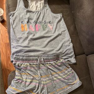 Gray 'Choose Happy' Pajama Set